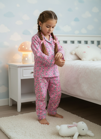 Thumbnail for Pink Bunny Print Unisex Spun Cotton Night Suit