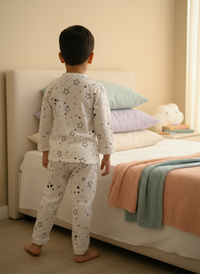 Thumbnail for White Soft Cotton Star Printed Nightwear For Boys