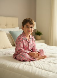 Thumbnail for Pink Bunny Print Unisex Spun Cotton Night Suit