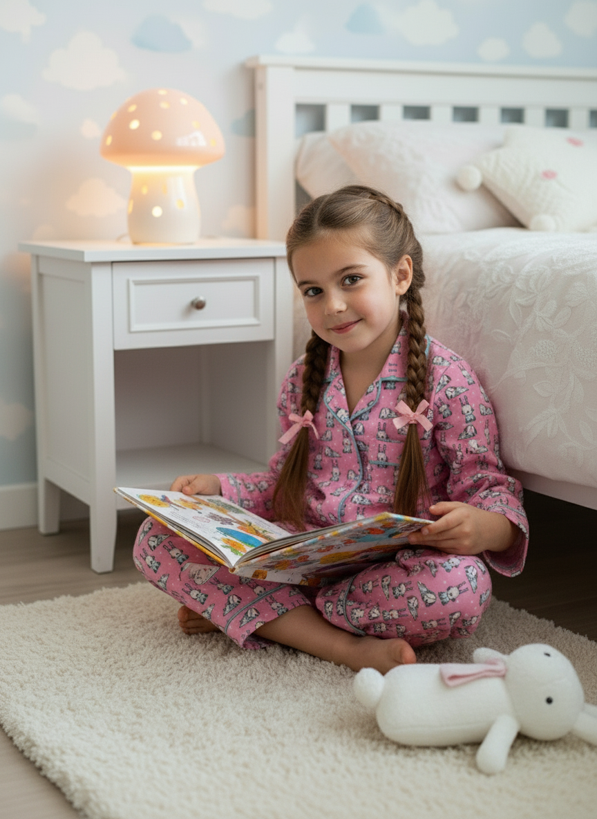 Pink Bunny Print Unisex Spun Cotton Night Suit