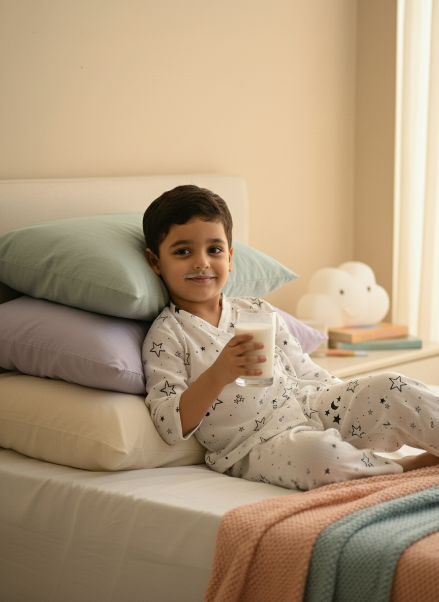 White Soft Cotton Star Printed Nightwear For Boys
