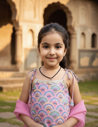 Thumbnail for Pink 2 piece Digital Print Kurta  Sharara Set for Girls
