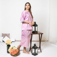 Thumbnail for Powder Pink Cotton Skirt Top Co-ord Set For Women