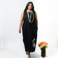 Thumbnail for Black Handpainted Maxi Dress for women