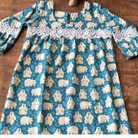Thumbnail for Blue Bear Soft Cotton Block Print Nighty For Girl's