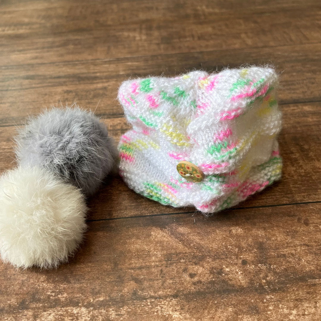 White hand-knitted Three Piece soft woollen infant set