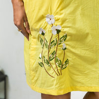 Thumbnail for Lemon Yellow Embroidered Sleeveless Shift Dress for Women