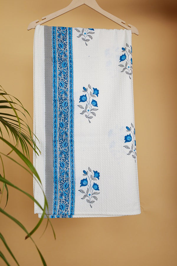 Blue floral Print Premium Cotton Towel