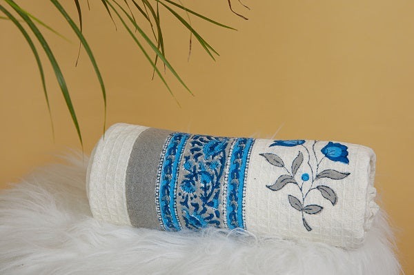 Blue floral Print Premium Cotton Towel