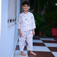 Thumbnail for White Soft Cotton Star Printed Nightwear For Boys