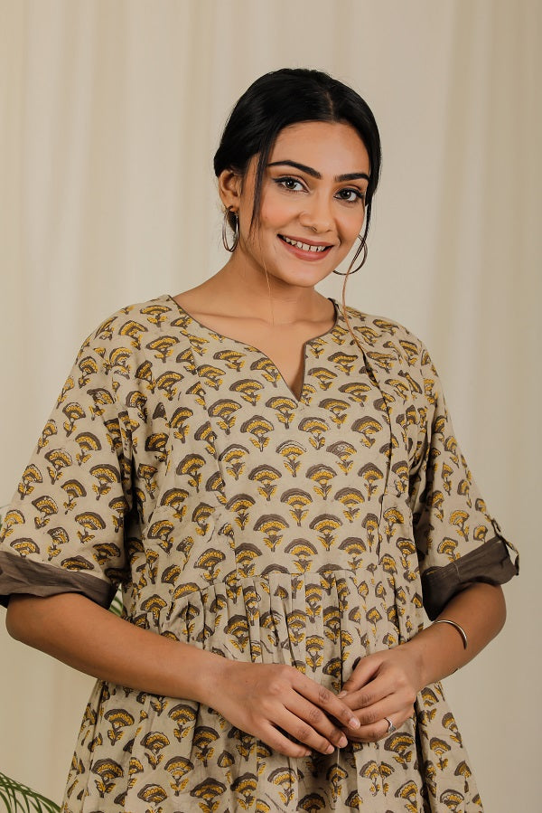 Kashish Block Print Dress For New Mom