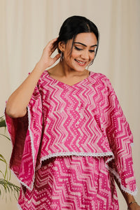 Thumbnail for Pink Chevron Block Print Poncho Dress For New Mom