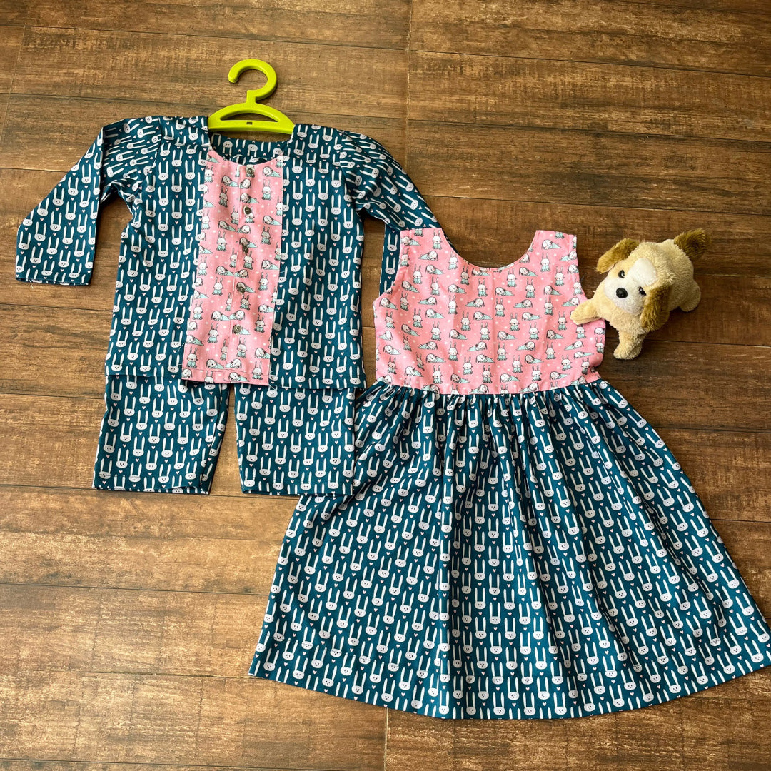 Brother & Sister Soft Cotton Pink & Blue Twinning Set Duo