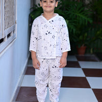 Thumbnail for White Soft Cotton Star Printed Nightwear For Boys