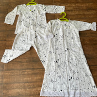 Thumbnail for White Soft Cotton Nightwear Co-Ord Set Duo Boy's & Girl's