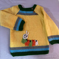 Thumbnail for Yellow Cute Caterpillar Woollen Handknitteed Infant Pullover