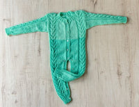 Thumbnail for Mint GreenWoollen Hand Knitted  Full Length infant Romper