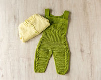 Thumbnail for Grass Green Woollen Hand Knitted Dungaree For Infants