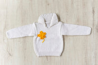 Thumbnail for White Woollen Handknitted Sweater with Yellow Pollover For Infant