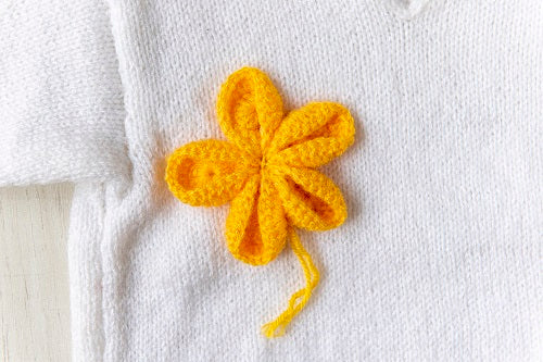 White Woollen Handknitted Sweater with Yellow Pollover For Infant