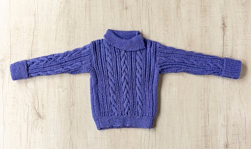 Purple Wooden Hand Knitted Full Sleeves Cowl Neck Infant Pullover