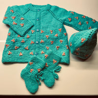 Thumbnail for Powder Blue Hand-Knitted Soft Wollen Infant Set