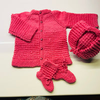 Thumbnail for Pink Hand-Knitted Soft Wollen Infant Set