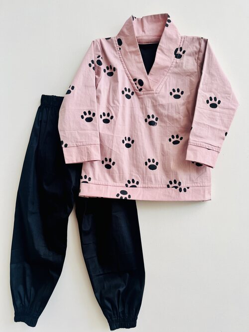 Doggy Paw Double Layered Cotton Lycra Block Printed Unisex Co-ord Set