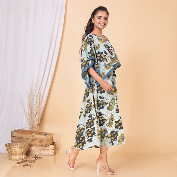 Indigo Bagru Ajrakh Poncho Dress For New Mom