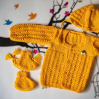 Thumbnail for Yellow Handknitted Woollen Set for infants.