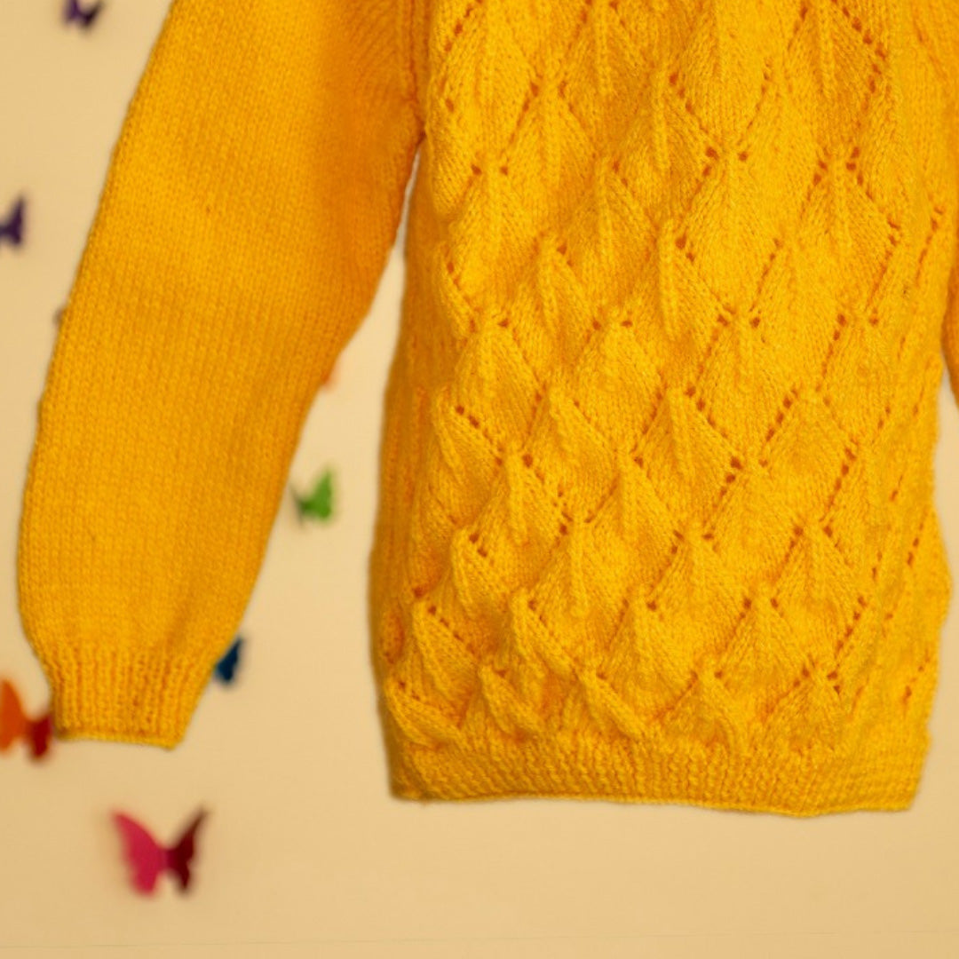 Yellow Handknitted Woollen Pullover