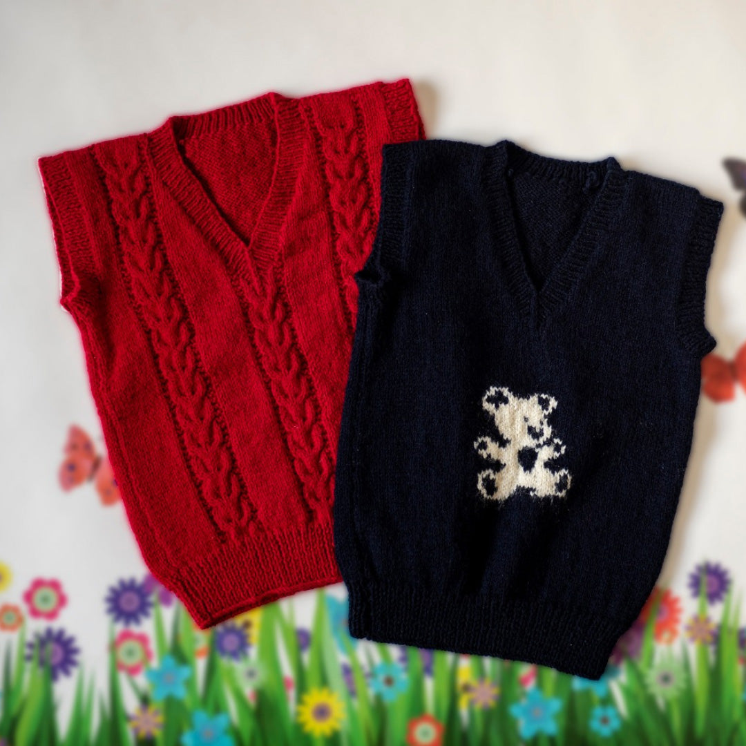 Black Woollen Handknitted Sleeveless Infant Pullover