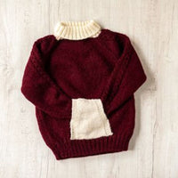 Thumbnail for Maroon Woollen Hand Knitted  With White Pockets Infant Pullover