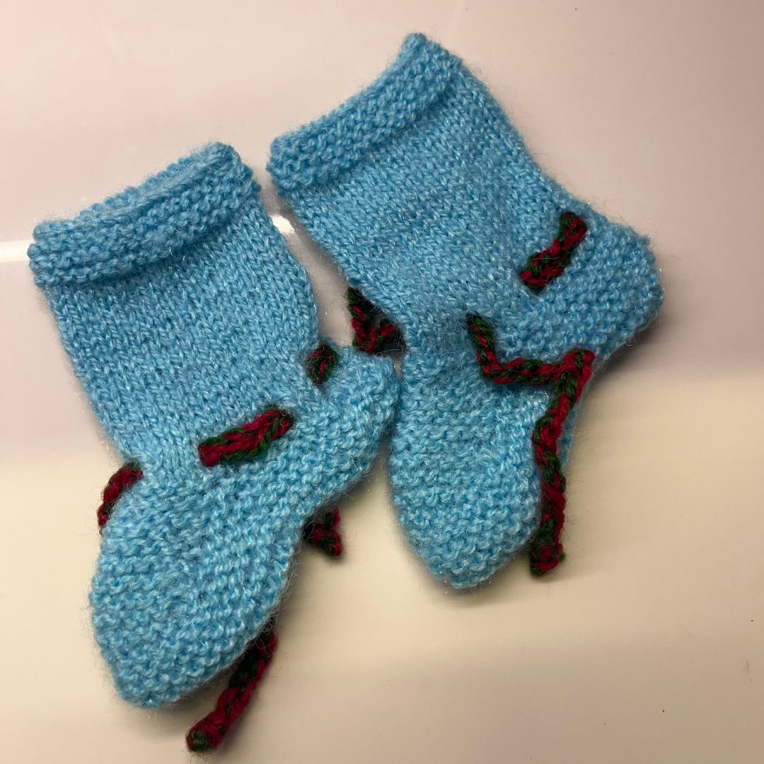 Powder Blue Hand-Knitted Soft Woollen Infant Set