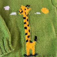 Thumbnail for Green Happy Giraffe Woollen Hand Knitted Infant Pullover
