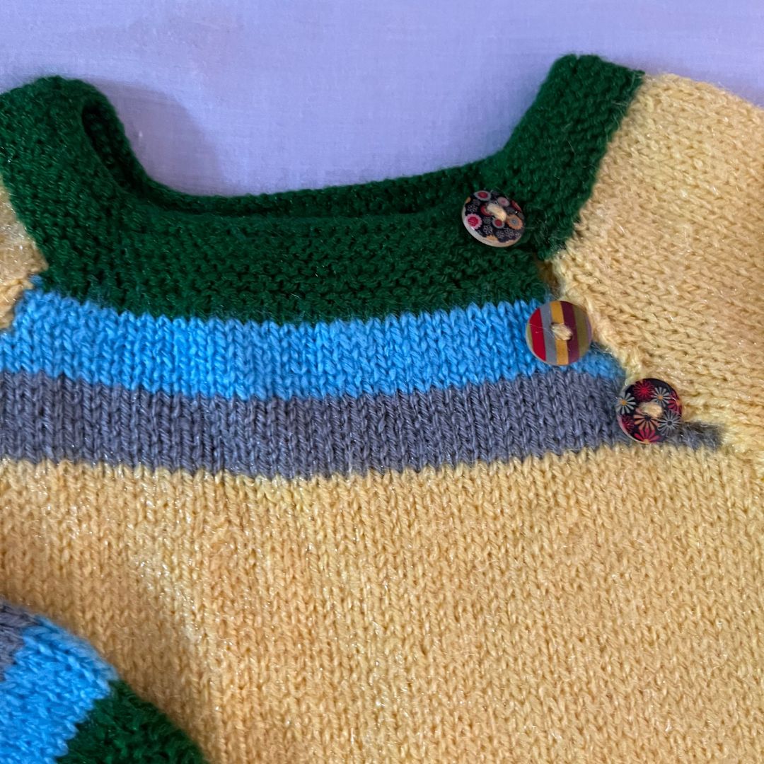 Yellow Cute Caterpillar Woollen Handknitteed Infant Pullover
