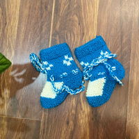 Thumbnail for Deep Blue hand-knitted three piece soft woollen infant set
