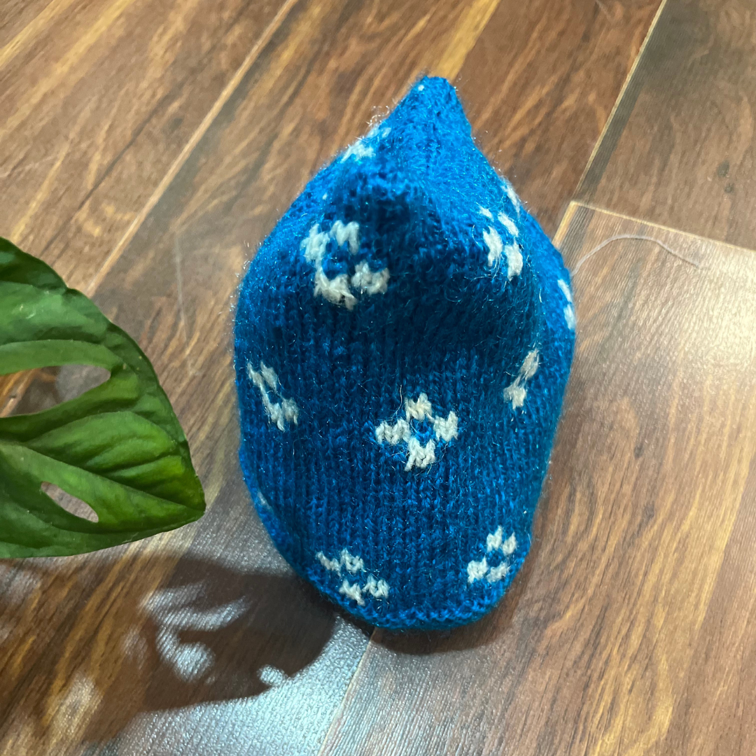 Deep Blue hand-knitted three piece soft woollen infant set