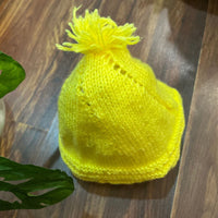 Thumbnail for Bright Yellow hand-knitted three piece soft woollen infant set