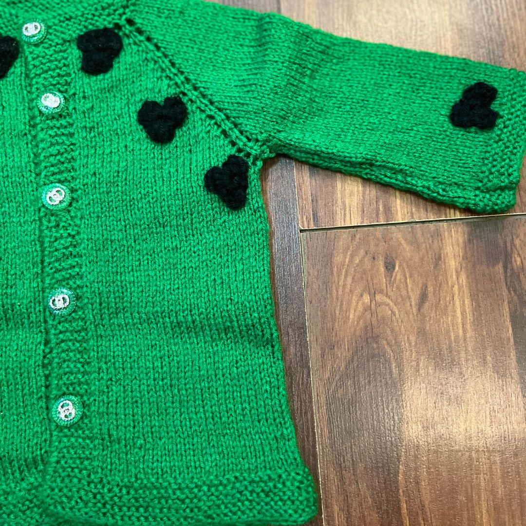 Fresh Green hand-knitted three piece soft woollen infant set
