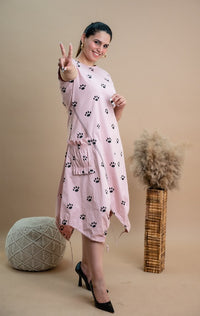 Thumbnail for Nude Pink Signature Block Print Cotton Lycra Dress