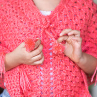 Thumbnail for Dark Peach Hand-Knitted Soft Woollen Poncho For Girl's