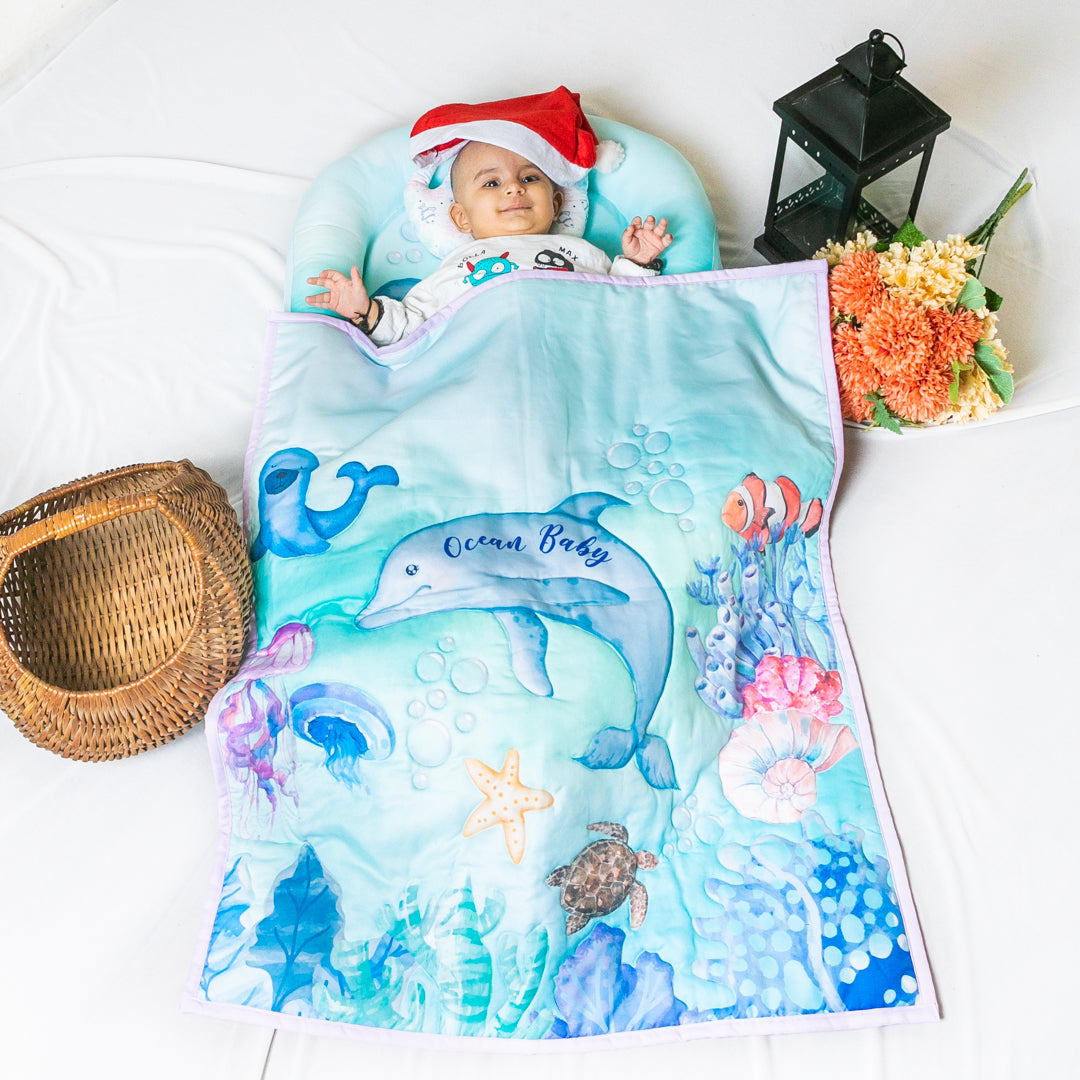 Aqua Theme Baby Quilt
