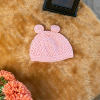 Thumbnail for Peach pink hand-knitted soft wollen infant set