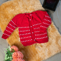Thumbnail for Red hand-knitted Three Piece soft woollen infant set