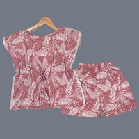 Thumbnail for Pink Tropical Forest Print Girl’s Kaftan Co-ord Set