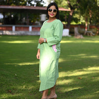 Thumbnail for Pista Green Uneven Hemline Mid Length Dress for Women